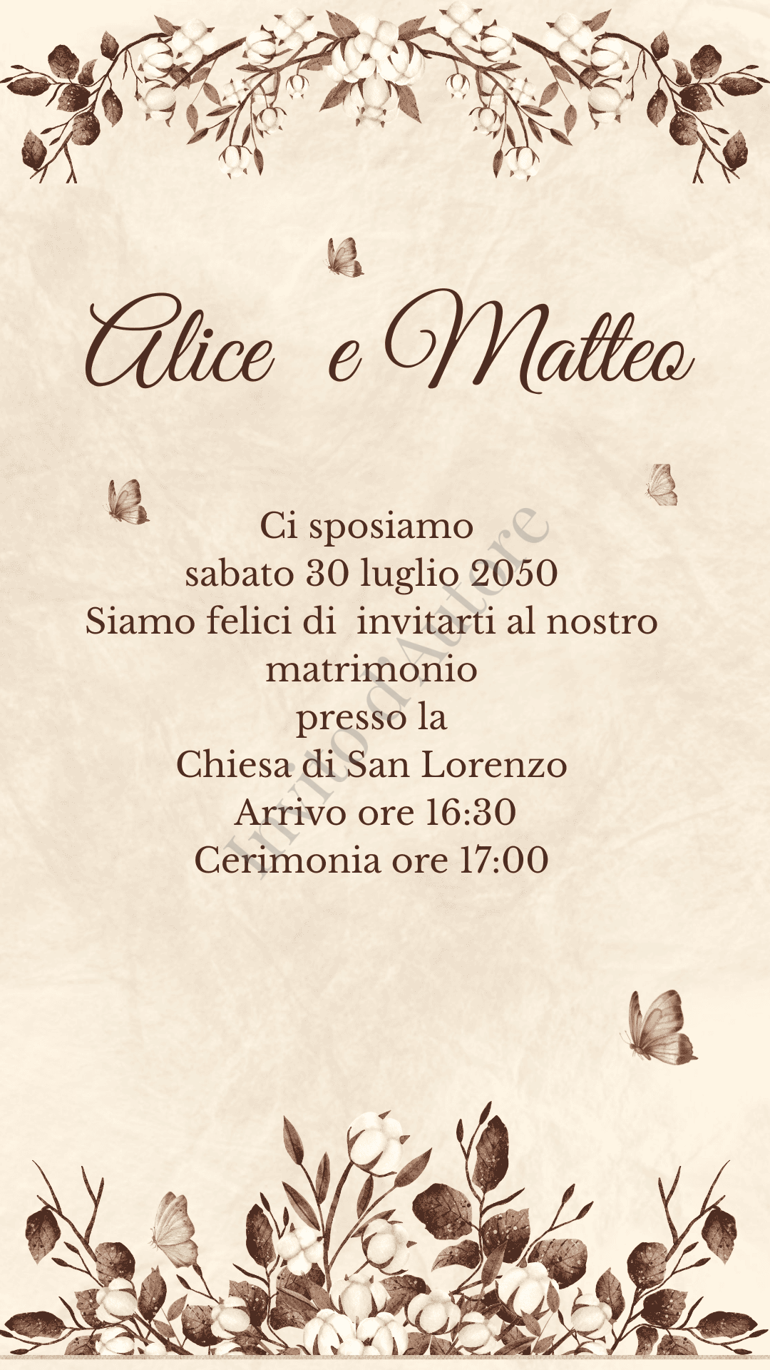 Immagine del prodotto: video invito digitale per matrimonio Eleganza Rustica, elegante e personalizzato realizzato da Invito d’autore.