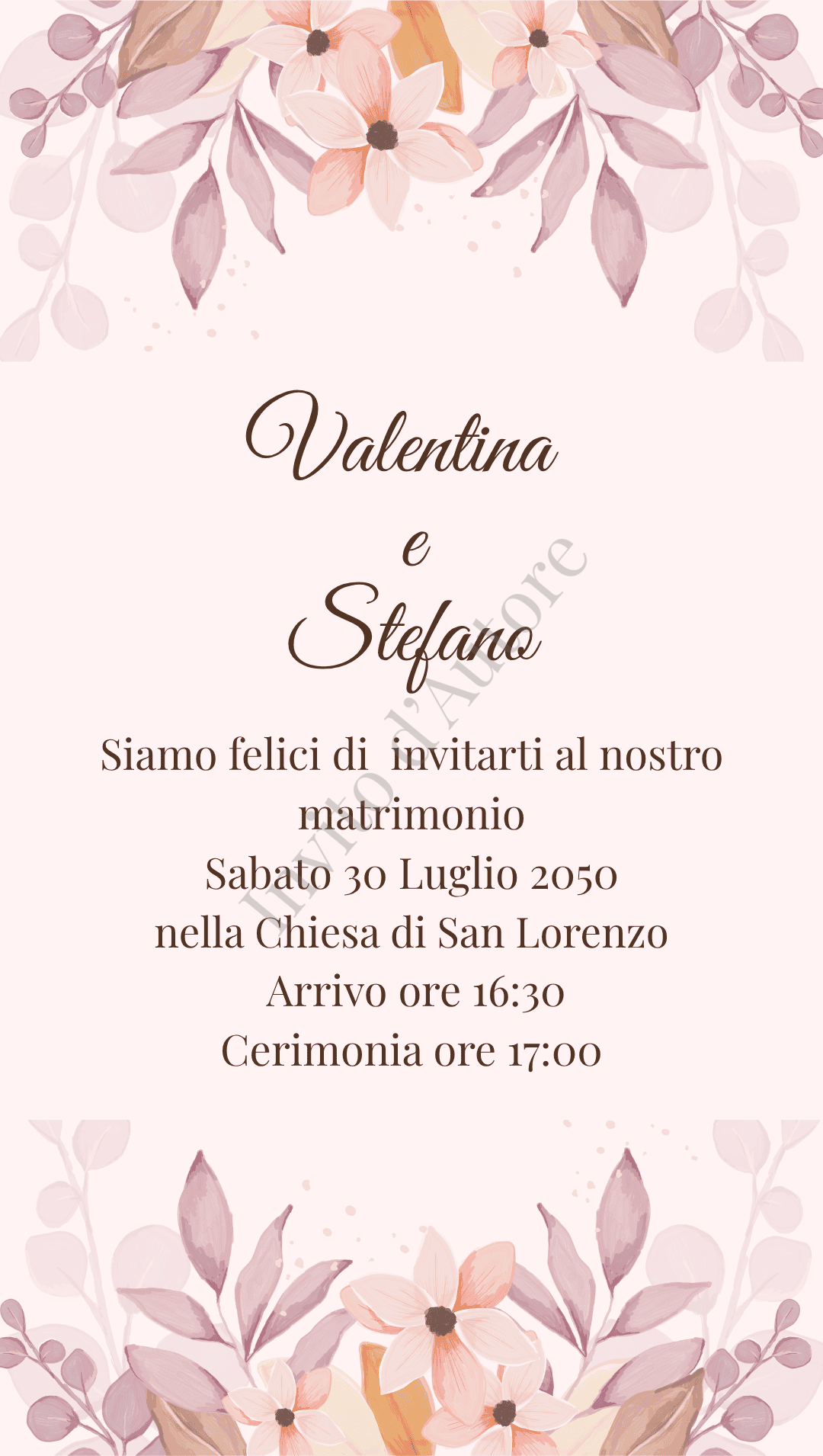 Immagine del prodotto: video invito digitale per matrimonio Fiori Rosa, elegante e personalizzato realizzato da Invito d’autore.