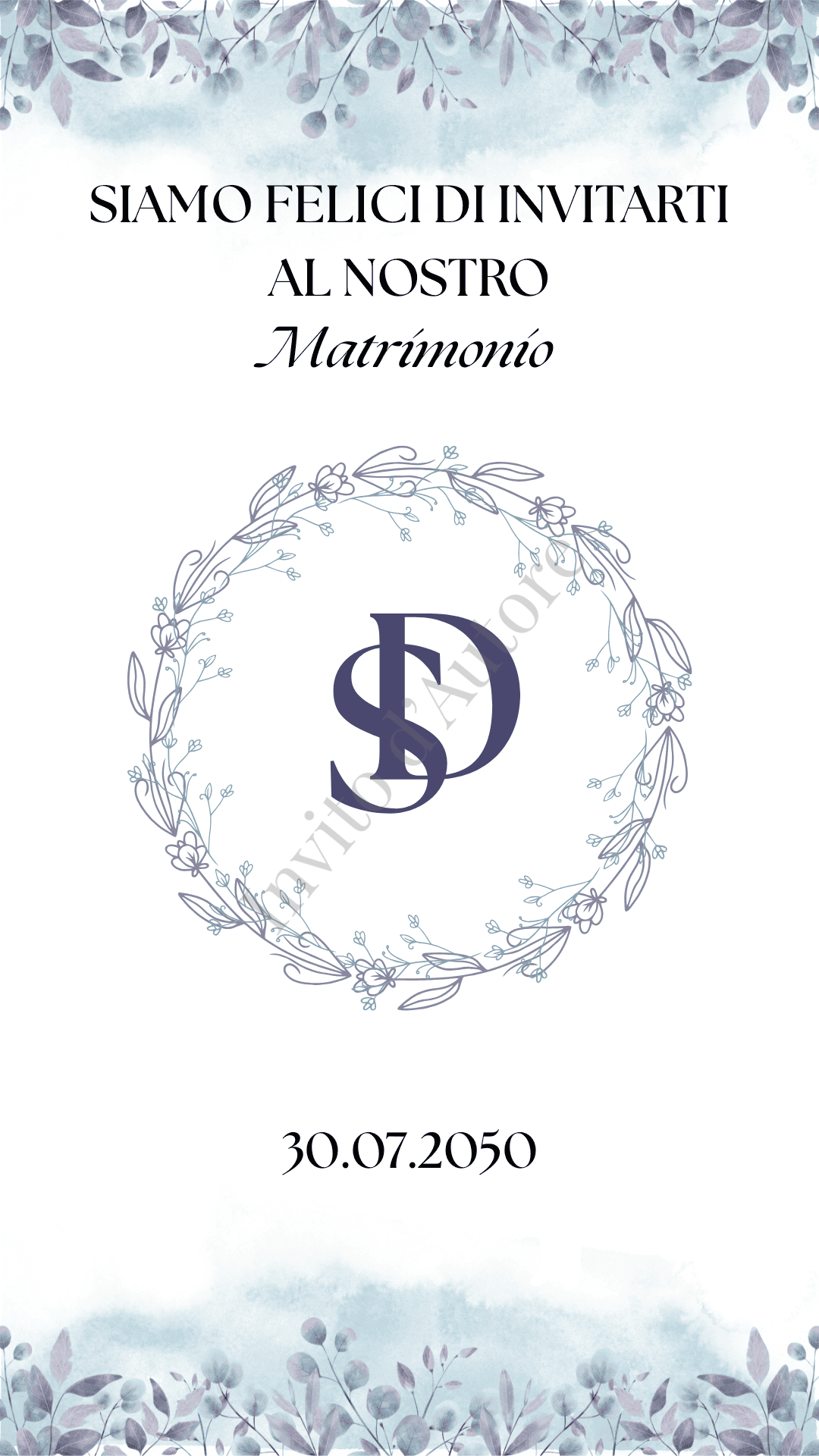 Immagine del prodotto: video invito digitale per matrimonio Minimal in Blu, elegante e personalizzato realizzato da Invito d’autore.