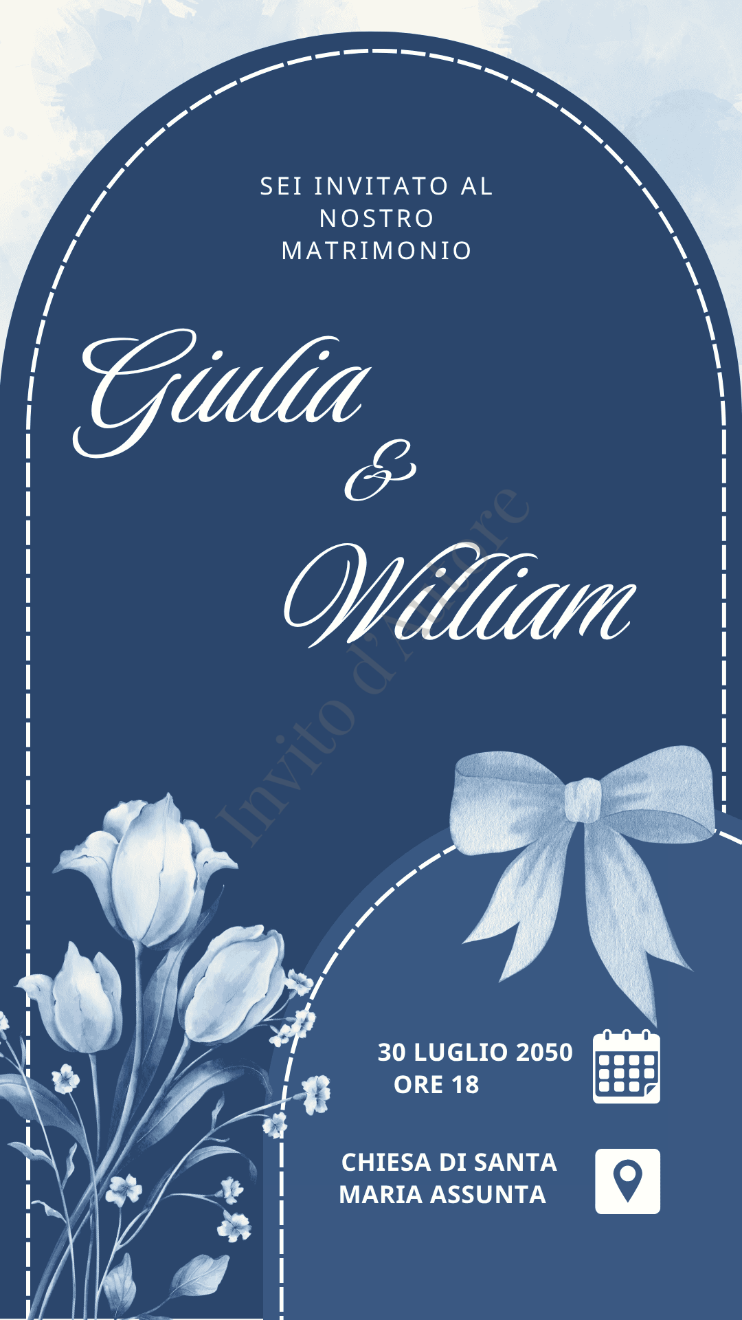 Immagine del prodotto: video invito digitale per matrimonio Note di Blu, elegante e personalizzato realizzato da Invito d’autore.