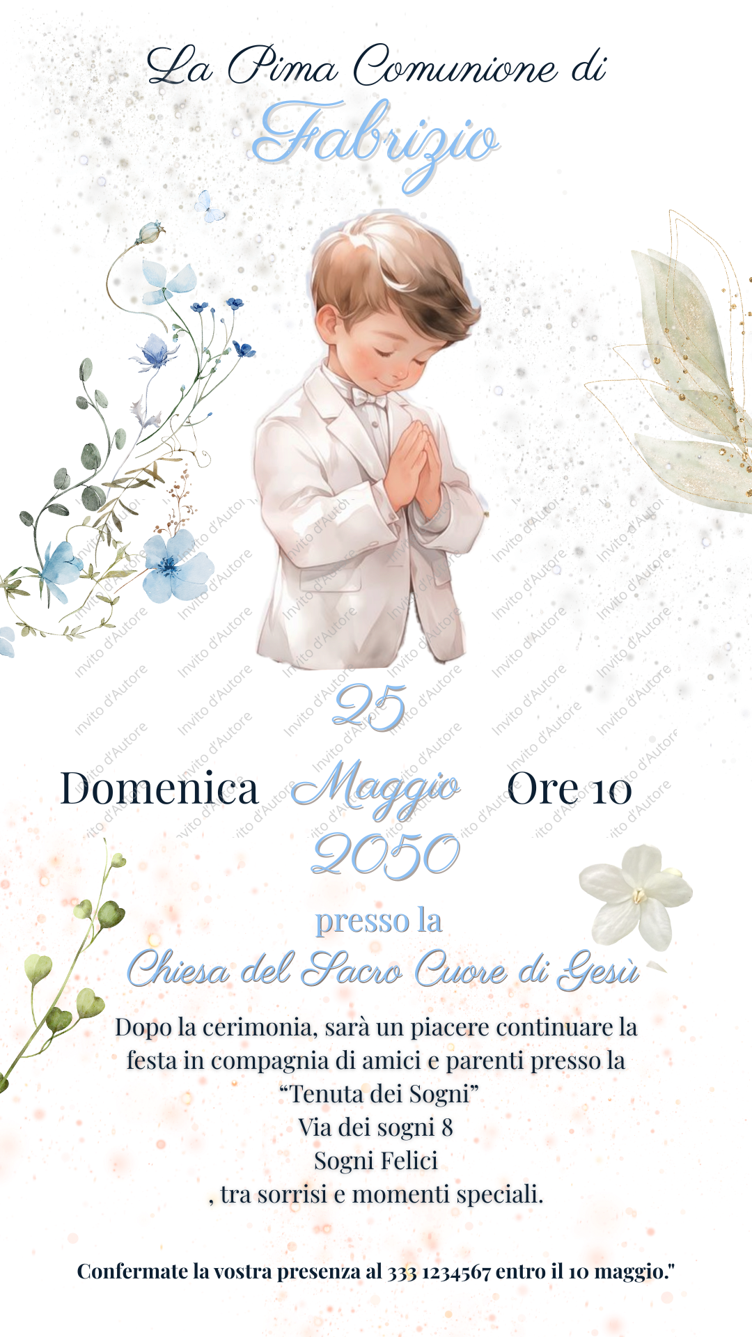 Prima Comunione – Tonalità Azzurro