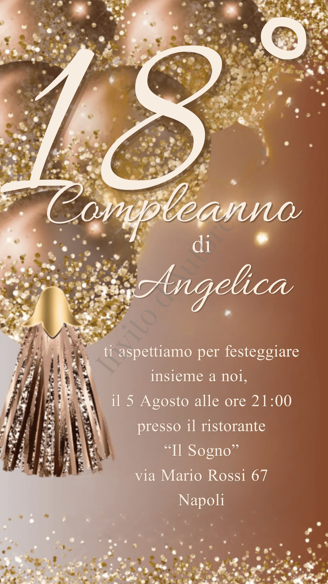 Compleanno elegante gold rose